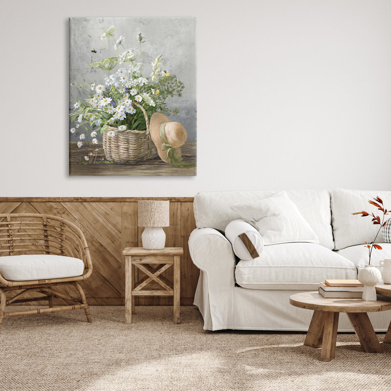 "Country Daisy Basket" sur toile par Danhui Nai, H 48 po x l 36 po x P 1,5 po