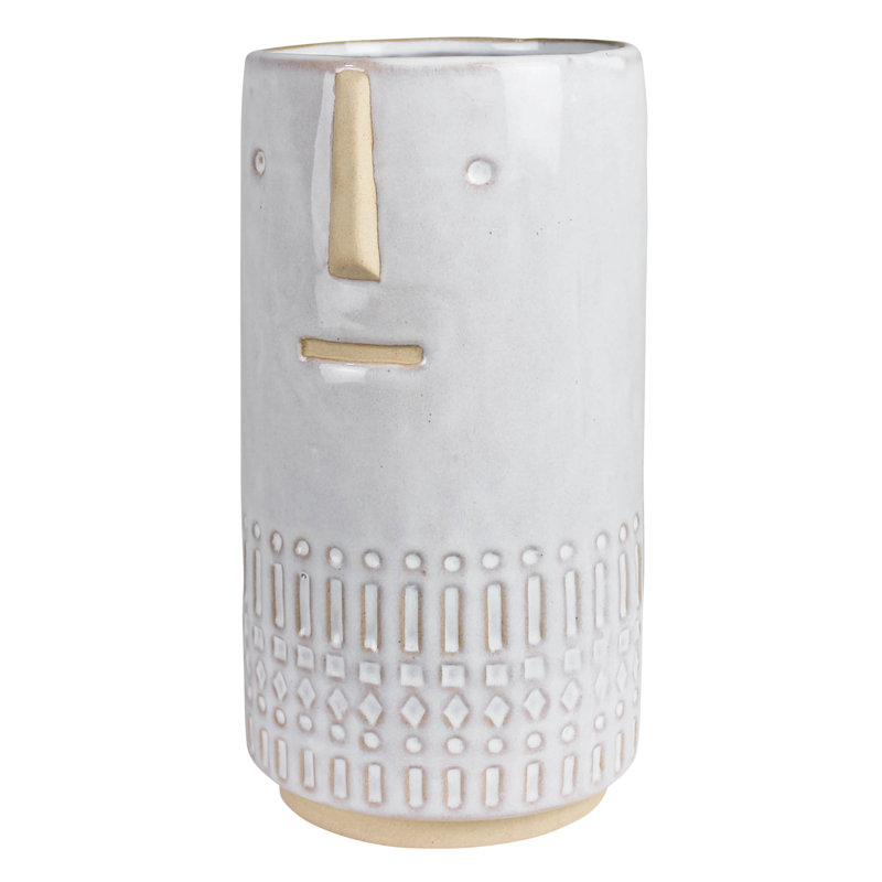 Monte Vase With Face, Ceramic - Sm, 8" H x 4.25" W x 4.25" D