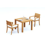 4 Seats 5 Pcs Grade-A Teak Wood Dining Set: 36" Square Table And 4 Travota Stacking Arm Chairs #11TV0804