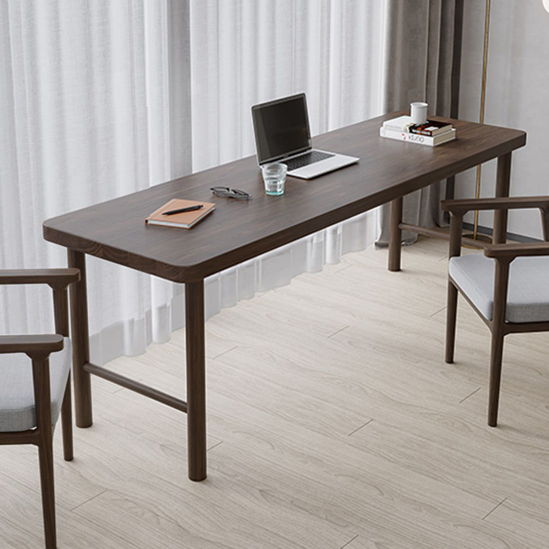 East Urban Home Nut-brown Rectangular Solid Wood Writing desk - Wayfair ...