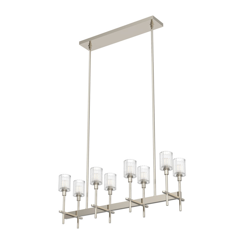 Salita 8 - Light Pendant, Ribbed Crystal, Polished Nickel