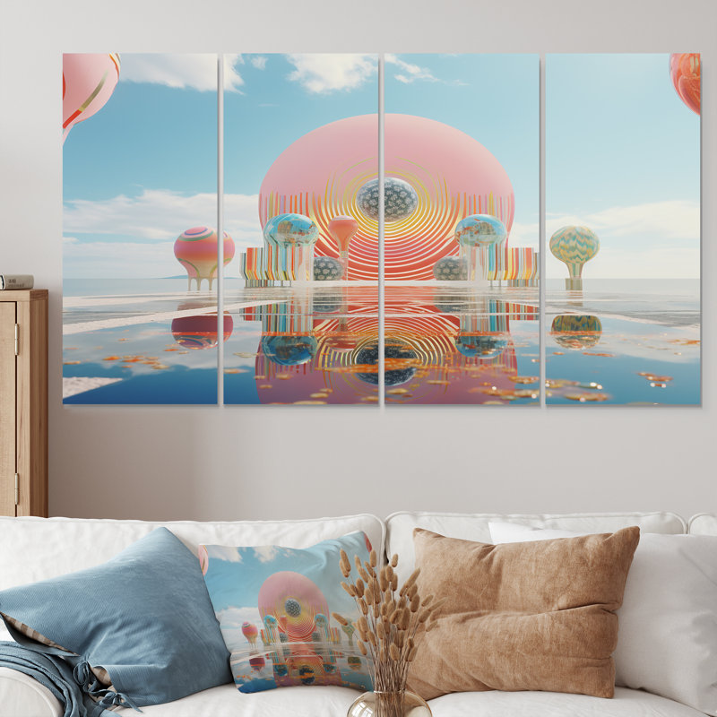 Culberhouse - Ensemble de décoration murale paysage abstrait 4 pièces, H 28 po x l 48 po