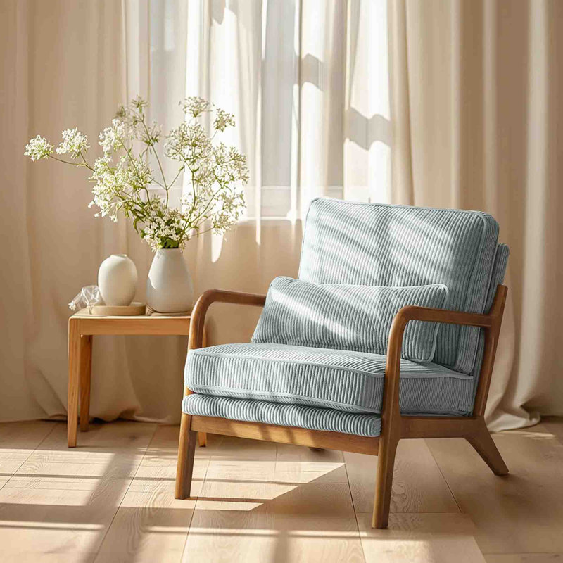 Upholstered Accent Chair, Light Blue