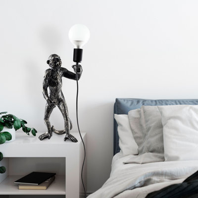 Lampe de table industrielle moderne, corps en métal noir avec base en bois, plaque de base 15 x 5 cm, hauteur 15,7 pouces | Douille E27, 40 W maximum, indice de protection IP20 | Conception élégante pour la maison et le bureau, solution d'éclairage é