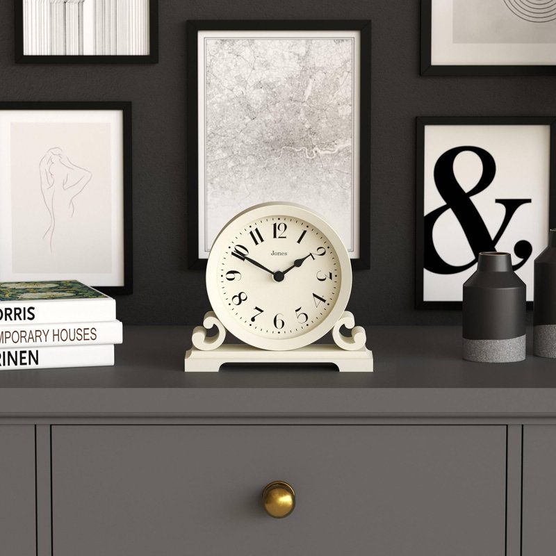 Analogue Plastic / Acrylic Quartz Movement / Crystal Tabletop Clock, Pale Cream