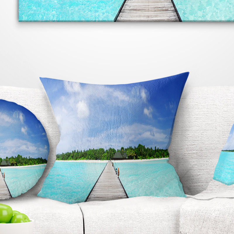 Coussin paysage paysage marin Maldives, 18 po x 18 po, Carré