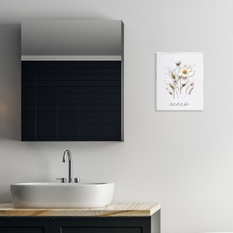 «Pressed Flowers Renew», plaque murale avec lettres et lignes