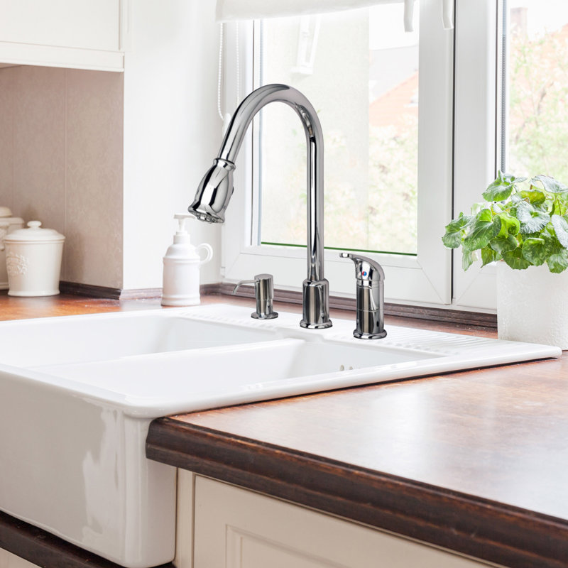 Single Handle Pull Down Kitchen Faucet with Soap/Lotion Dispenser, Chrome