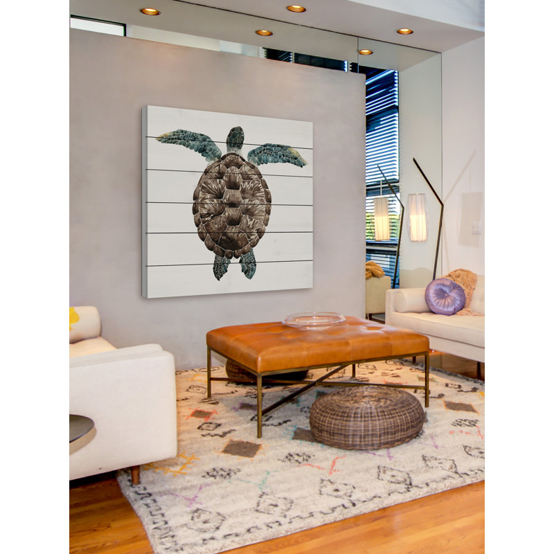 Mosaic Turtle I - No Frame Print on Wood, 61 cm H x 61 cm W x 4 cm D