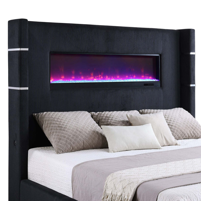 Judah Wingback Bed with Flame Visualizer