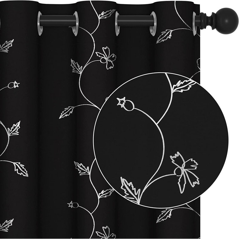 Room Darkening Curtain Panel Pair, Black, 52" W x 72" L