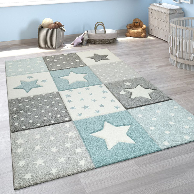 Alejandra Shaggy Blue/Grey Rug, Rectangle 140 x 200cm