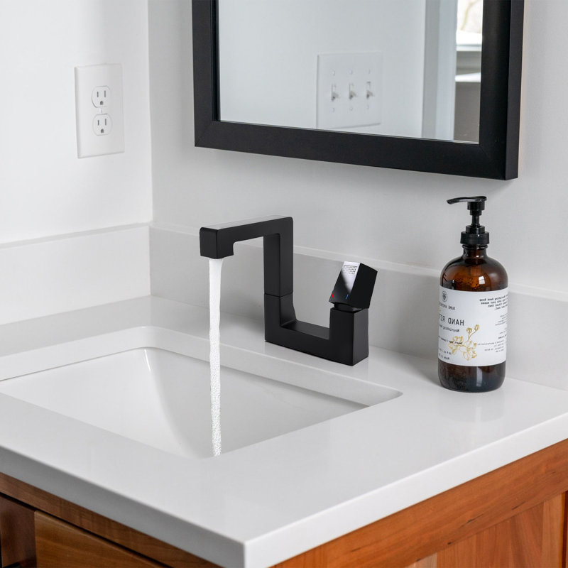 Robinet de lavabo de salle de bain moderne à une poignée et un trou avec bec rotatif tout-en-un, Noir