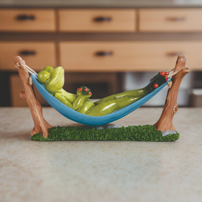 8"W Frog on Hammock Figurine