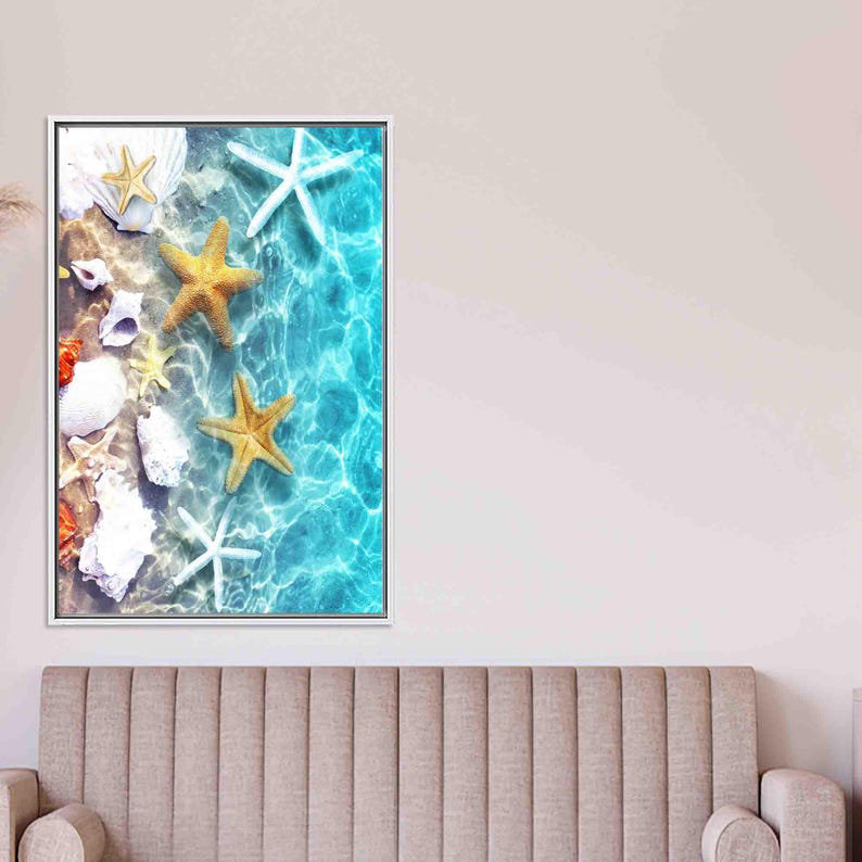 Starfish Minimalist Wall Art: Tropical Canvas Poster Ideal for Bridesmaid Gifts and Boho Decor