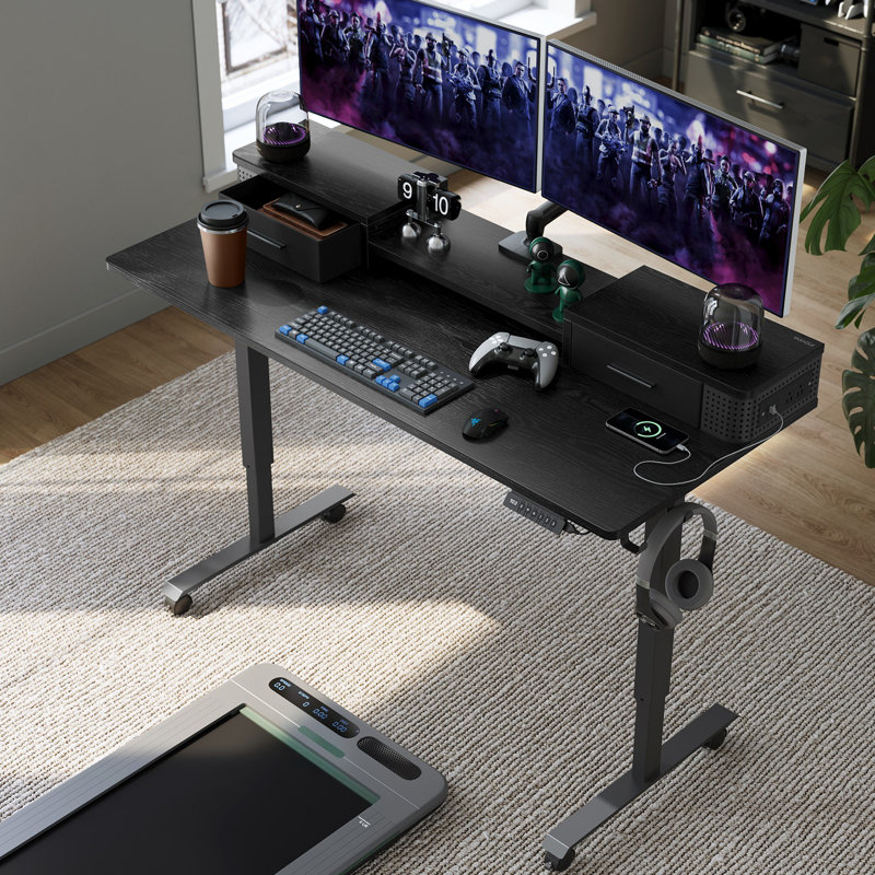 Namiya 51.5‘’H Height Adjustable Rectangle Standing Desk, Black, 51.5" H x 55.1'' W X 23.6'' D