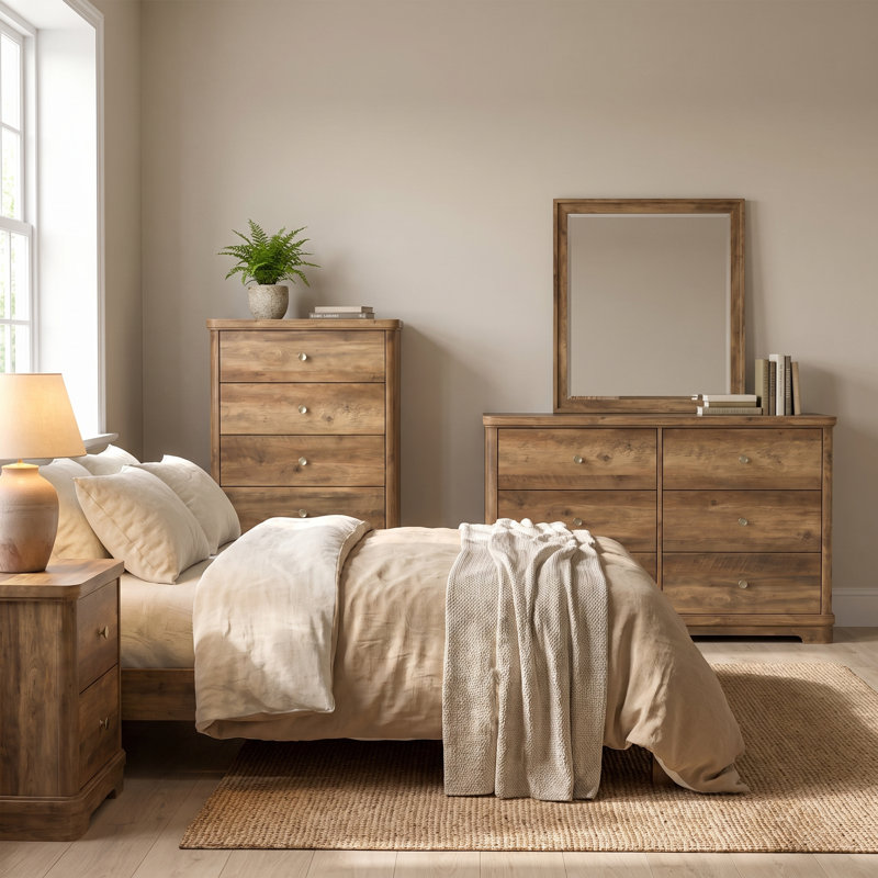 Calle Traditional 4 Pieces Bedroom Set, 4 Pcs: Chest, Dresser, 2 Nightstands
