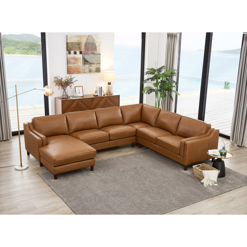 Bella Leather U-Shaped Sectional, Left Hand Facing
