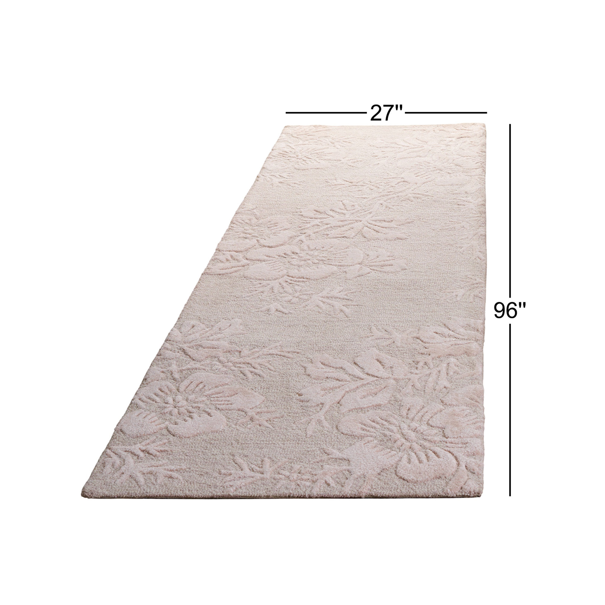 Glamour 151 Hand Tufted Wool/Cotton/Viscose Floral Rug in Light Pink, Runner 2'3" x 8'