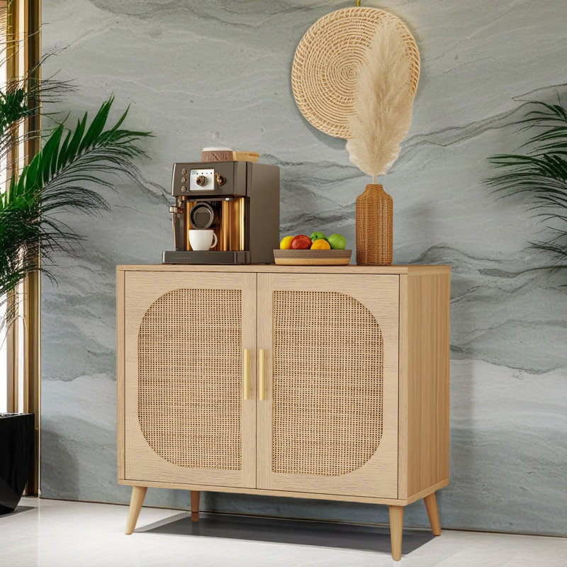 Buffet Cabinet With Storage, Accent Bathroom Floor Cabinet,With Two Doors And 4 Compartments Forstorage,Cabinet With Solid Wood Feet,Sideboard Cabinet For Hallway, Entry, Living Room