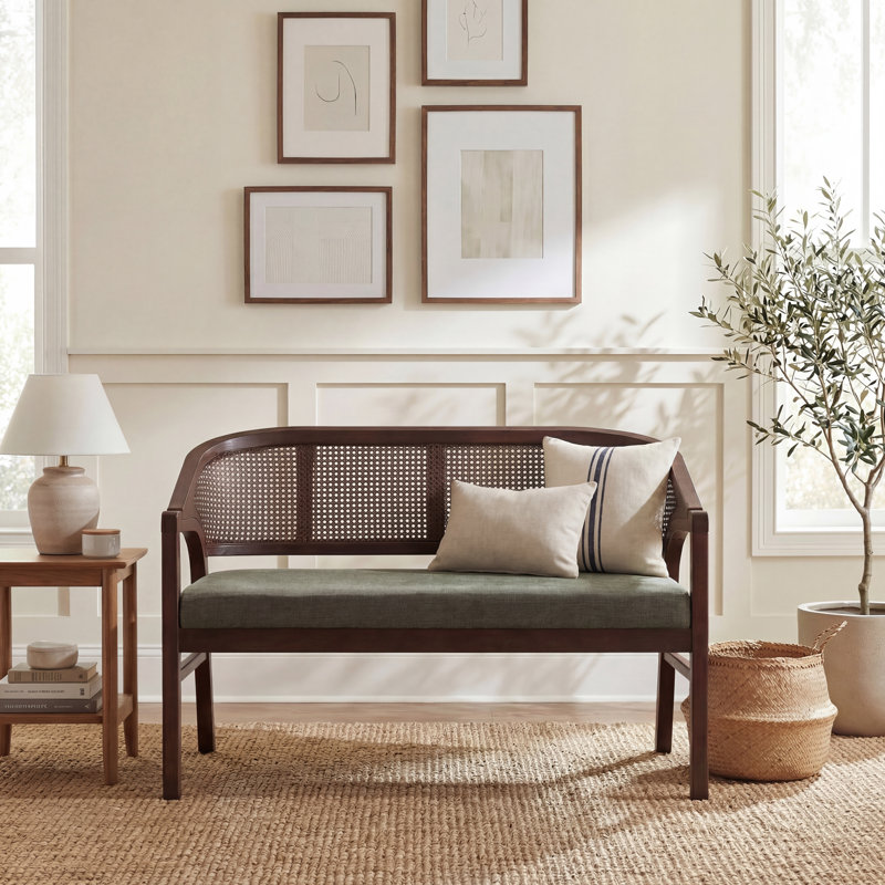Causeuse Solenne, Coussin vert / structure espresso