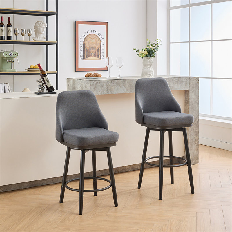 Tabouret de bar pivotant et réglable, 24 po et 30 po (ensemble de 2) en tissu