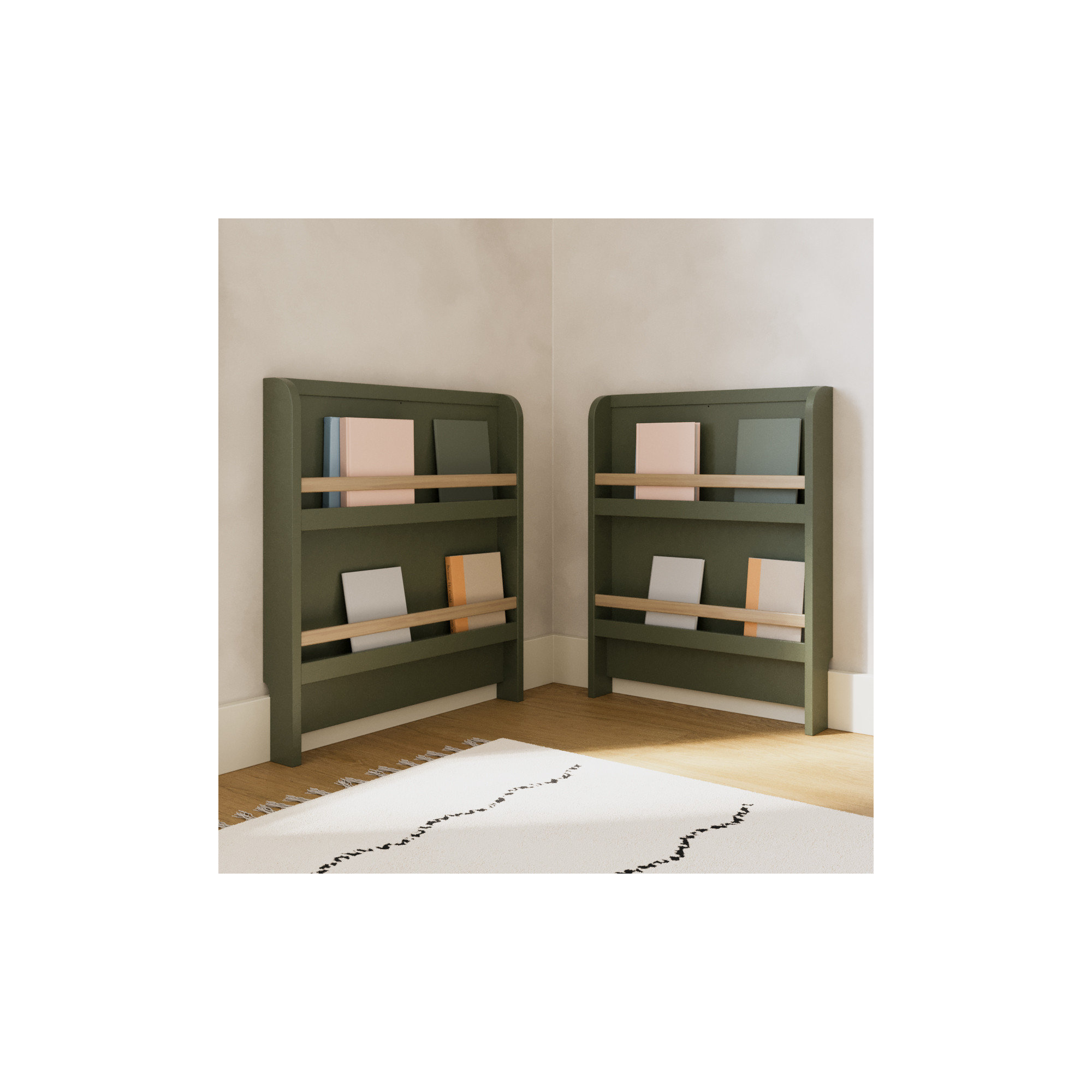 Read-With-Me 4-In-1 Convertible Crib With Drawer, Olive/Driftwood, Crib