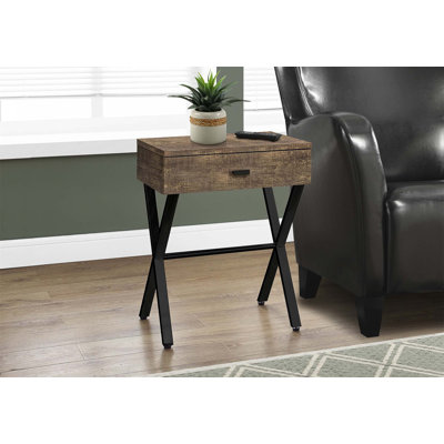 End Table, Side, End, Nightstand, Storage Drawer, Glossy Laminate, Chrome Metal