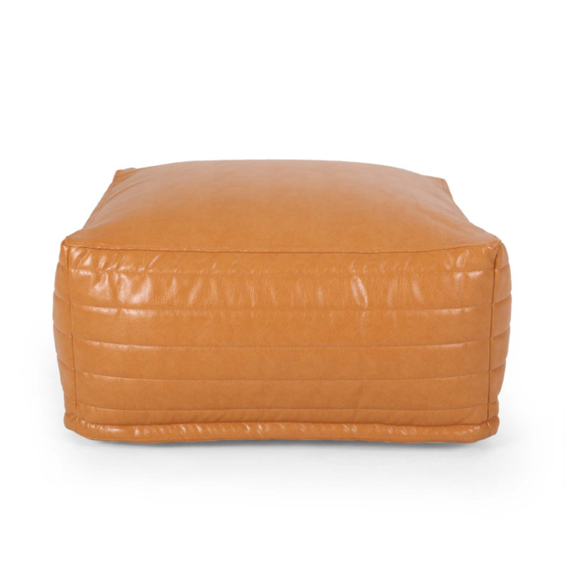Repose-pieds rectangulaire en similicuir de bambou, assise confortable et polyvalente, design classique pour tout décor de pièce