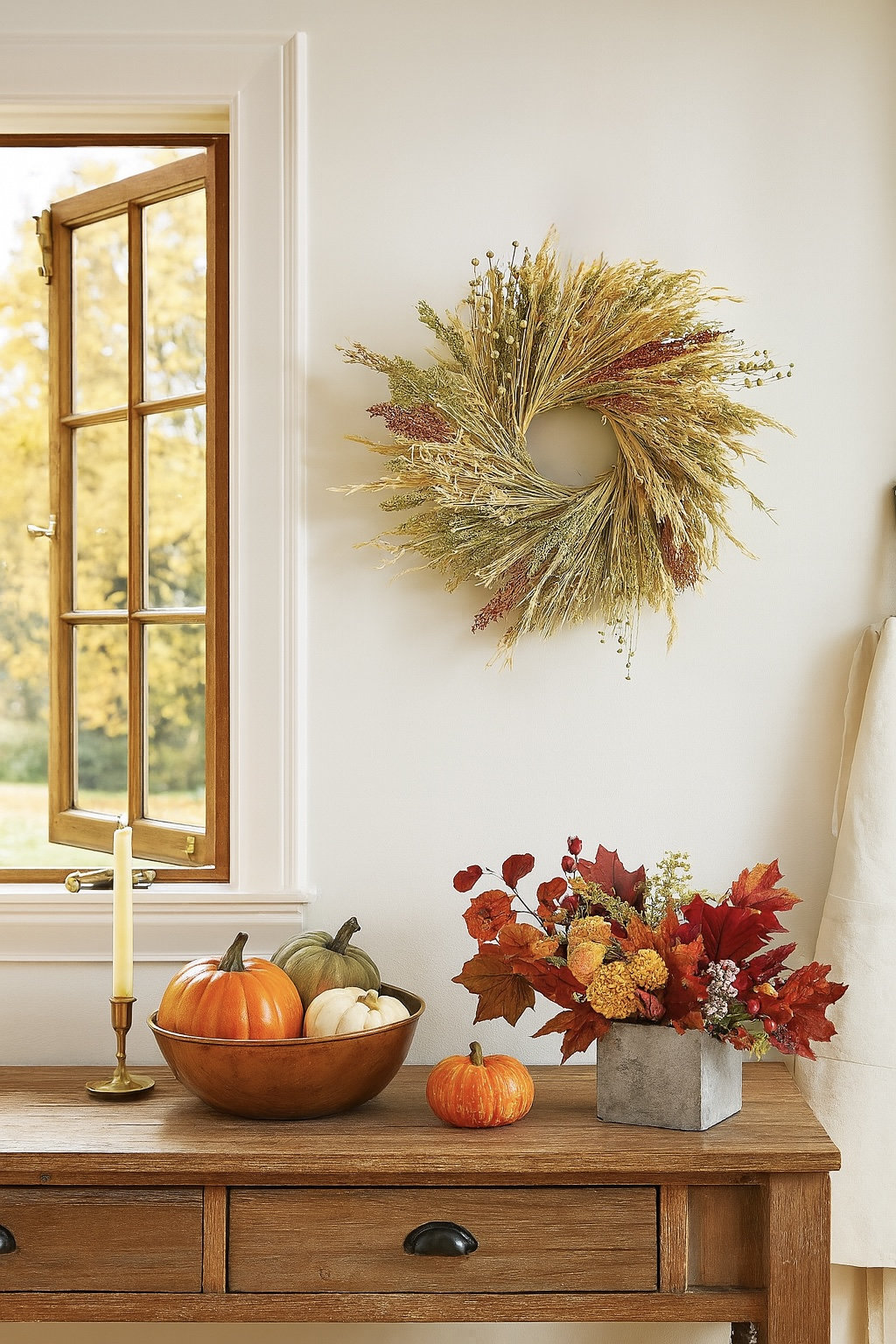 Handcrafted Broom Corn Wreath, 26" W x 26" H x 6" D