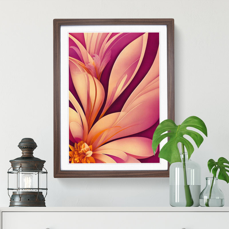 The Victorious Flowers - Single Picture Frame Painting, 34cm H x 25cm W x 2cm D, Walnut