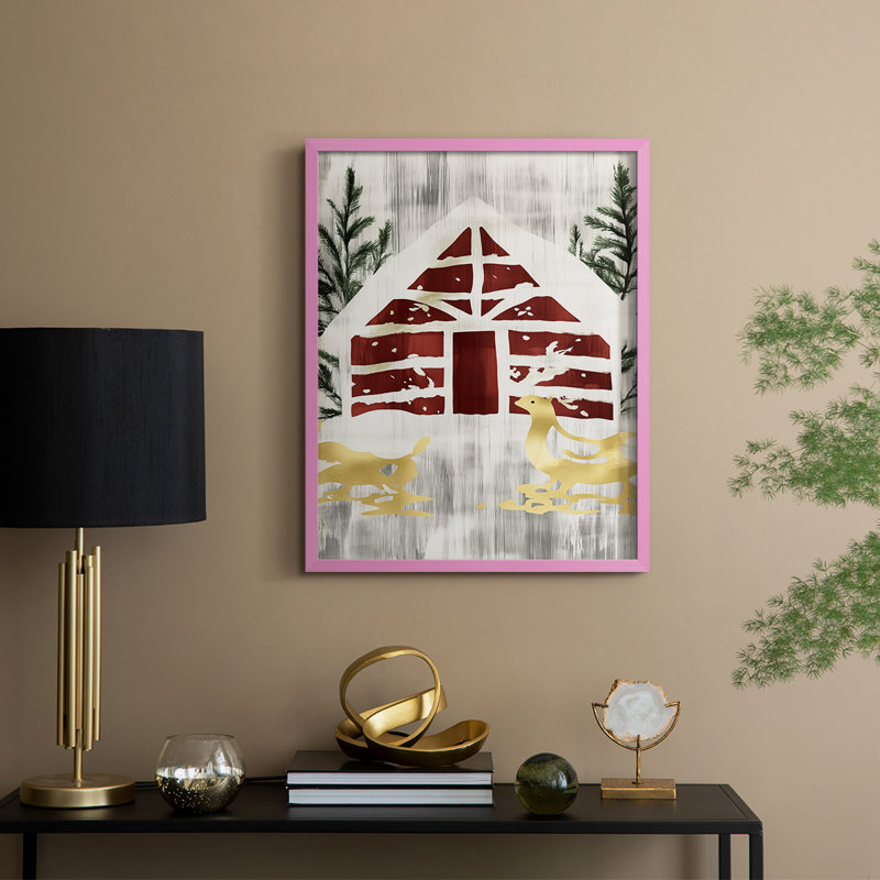 Reproduction encadrée - bois massif, Rose, H 11 po x l 9 po