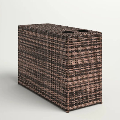 Outdoor Side Table For Patio Area - Rust-, Brown Resin , 2 Drink Spaces, 12.9 In X 33.52 21.94 Functional Powder-Coated Aluminum Frame, Companion With Holders, 13X33x22 Inches