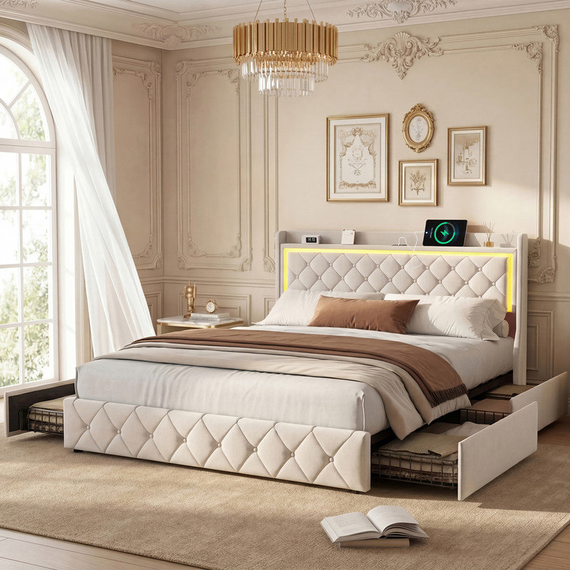 Bed, 214 x 164 cm
