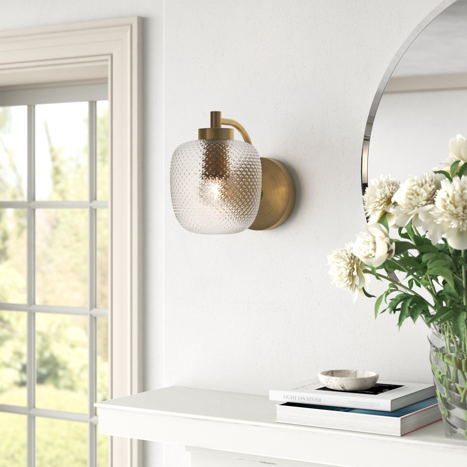 Maldives Single Light Glass Dimmable Armed Sconce