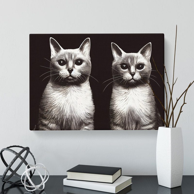Two Cats Vol.2 - Wrapped Canvas, 35cm H x 50cm W x 3cm D
