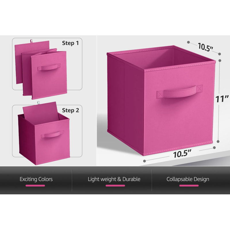 Sorbus 11" Foldable Storage Cubes with Handles, Pink