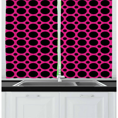 Polka Dots Pointed Kitchen Curtain