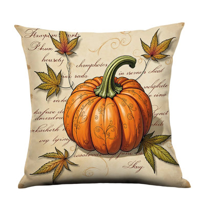 Thanksgiving Polyester Pillow Covers Fall Pumpkin Maple Leaf Print Throw Pillow Cases Soft Wrinkle Decorative Cushion Covers Invisible Christmas Decorations Gifts