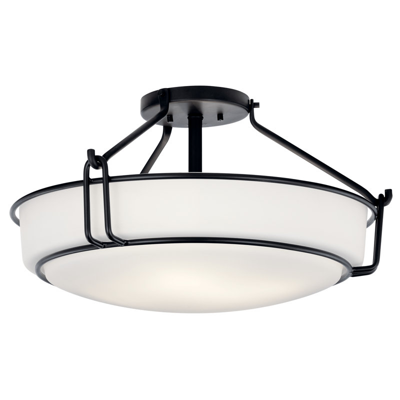Plafonnier semi-encastré 22 po 4 lumières Horan, Noir