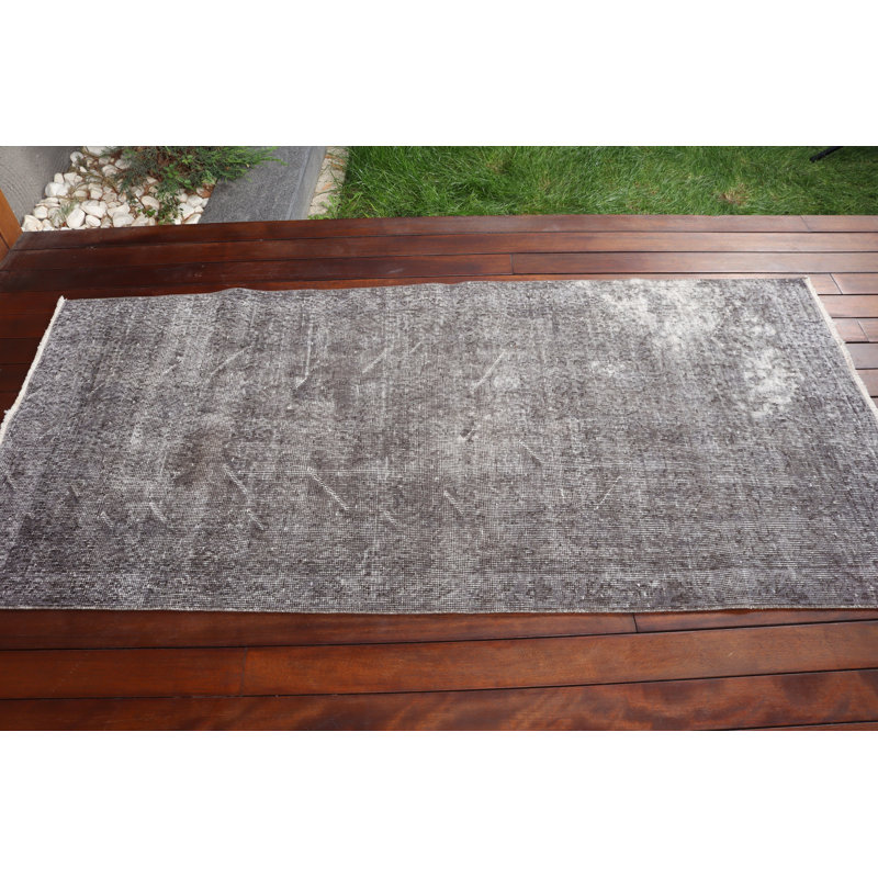 Handwoven Vintage Turkish Rug In Soft Grey Ideal For Home Or Office Spaces