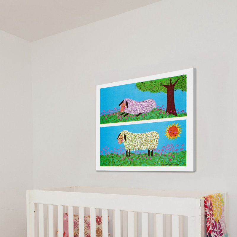 Happy Sheep by Curtis - Wrapped Canvas Print, 46 cm H x 46 cm W