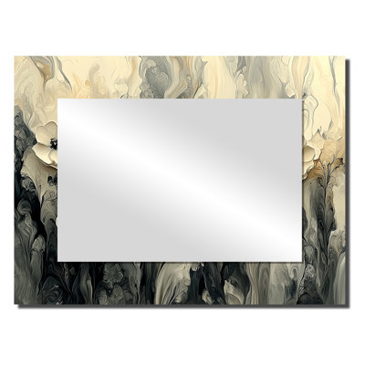 Crème fleurs abstraites dans le vent II - art mural moderne miroir décoratif - imprimé sur métal