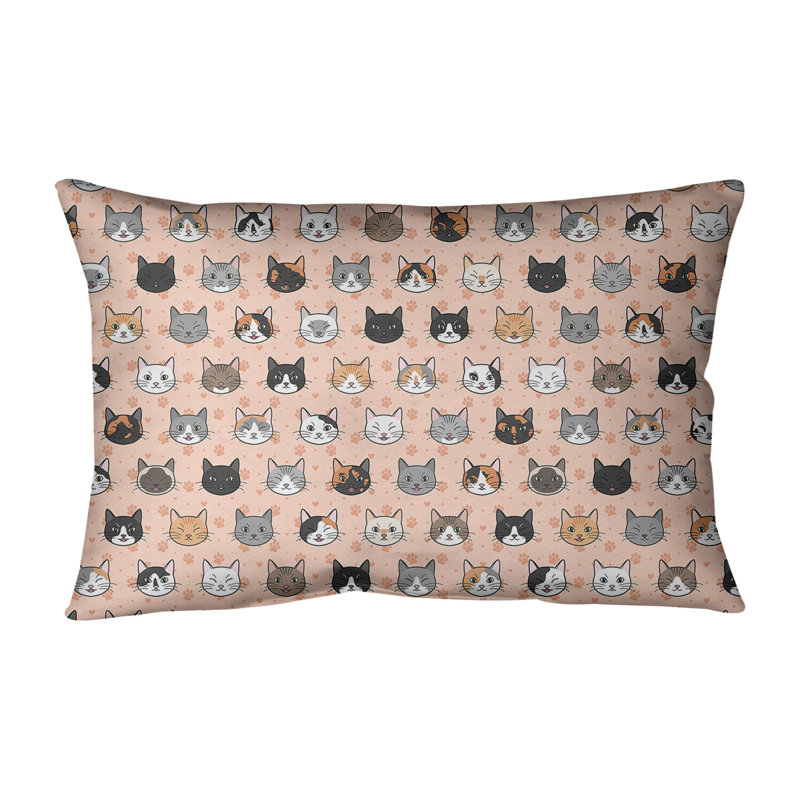 Katelyn Elizabeth Kitty Cat Lumbar Pillow, No Fill, Orange, 21.5" H x 31" W