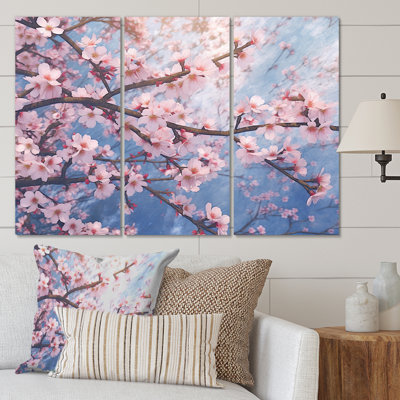 «Cherry Blossoms V» sur toile, 3 pièces