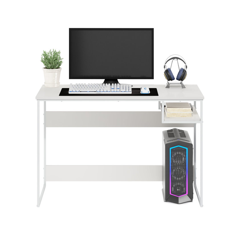 Metal Base Writing Desk, 29.69" H x 45" W x 20" D, White