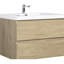 Meuble-lavabo de salle de bain avec lavabo et comptoir en résine, meuble-lavabo spacieux 36 po avec tiroirs en chêne naturel