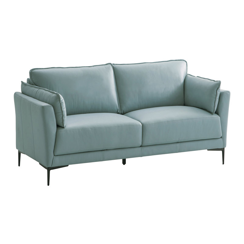 Causeuse Deca vert sauge avec pieds en métal, H 34,5 po x l 89,5 po x P 38,5 po