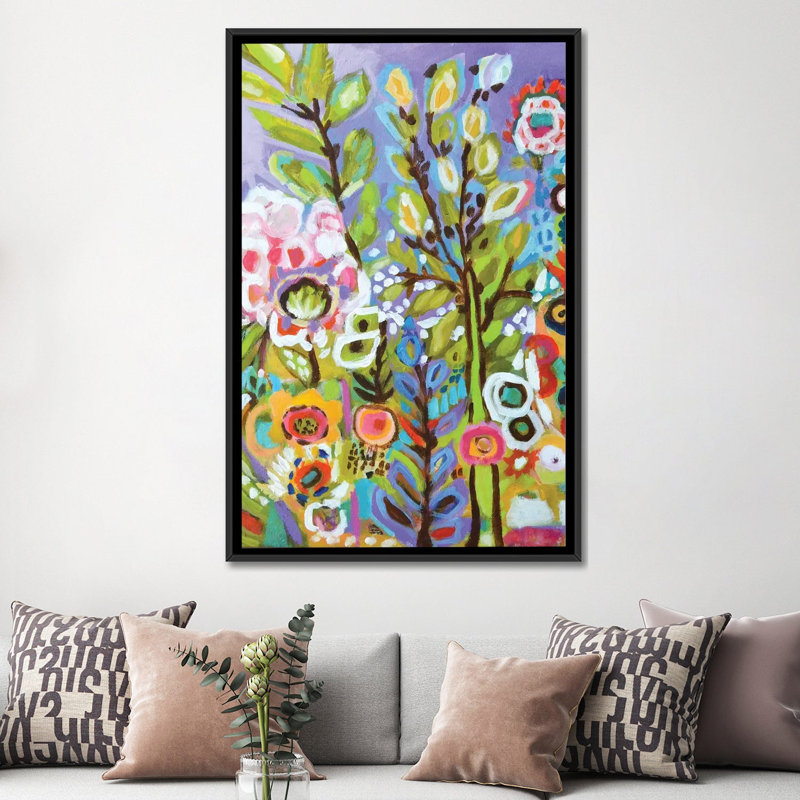«Garden of Whimsy III», reproduction sur toile, H 60 po x l 40po x P 1,5 po, Toile avec cadre noir, Pas de tapis