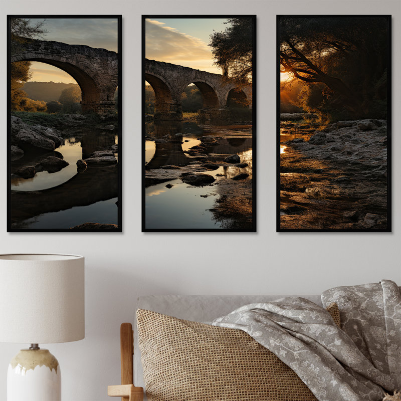 Pont vers nulle part, ensemble d'art mural, Cadre flottant noir, H 40 po x l 60 po x P 1 po